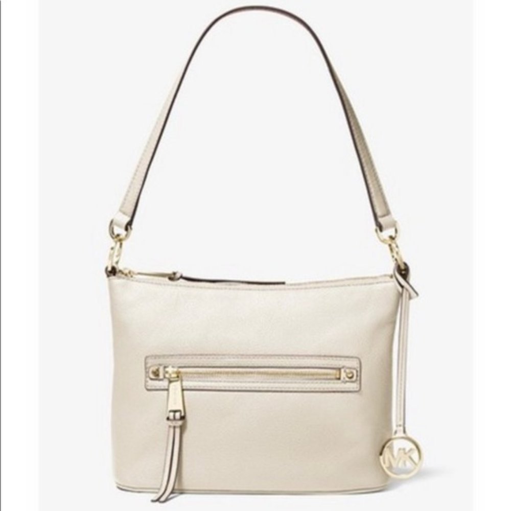 NWT (Michael Kors) Leather Rhea Zip Medium Convertible Shoulder Bag Medium